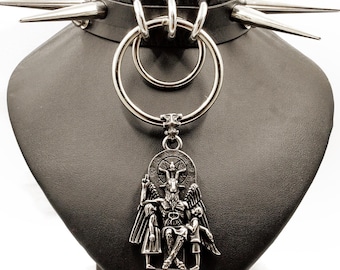 Enorm Baphomet Choker - Baphomet Choker - Metall Choker - Goth Choker - Gotisk Choker - Darkwave - Satanisk Choker - Enorm spikchoker