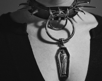 Nosferatu Choker - Hand made Spiked gothic leather choker -Choker - Vampire Choker - Goth Choker - Coffin Gothic Choker - Satanic Choker