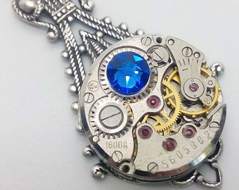 Steampunk victorien Bermuda bleu Collier pendentif - collier mariage - bijoux Steampunk par Steamretro - gothique cadeau - steampunk - Noël