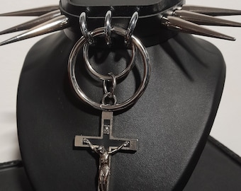 Gotisk krucifix-choker - Botgöringschoker - BDSM-choker - Rosenkrans-krucifix-choker - Nunnor-krucifix-choker
