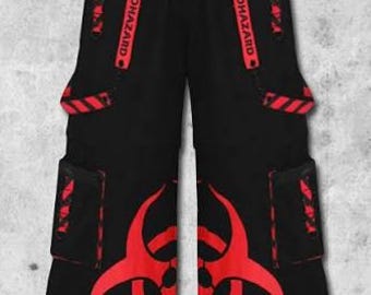 Cyber goth pants - Red Cyber pants - Cyberpunk trousers - Red Cyber trousers