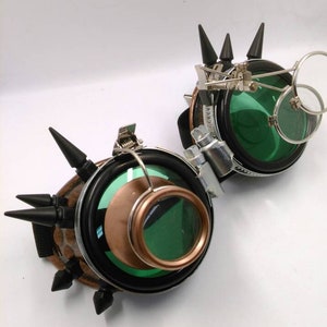 Goggles -steampunk -steampunk goggles - steampunk welding goggles - green goggles - cosplay goggles - dieselpunk goggles - cyberpunk goggles