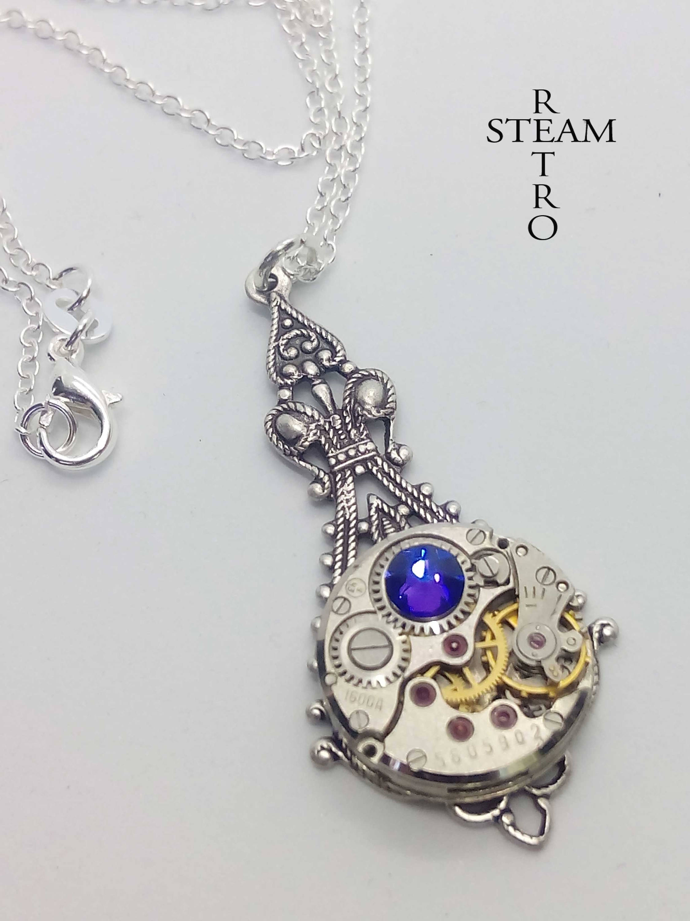 Steampunk Victorian Purple Pendant Necklace Steampunk | Etsy