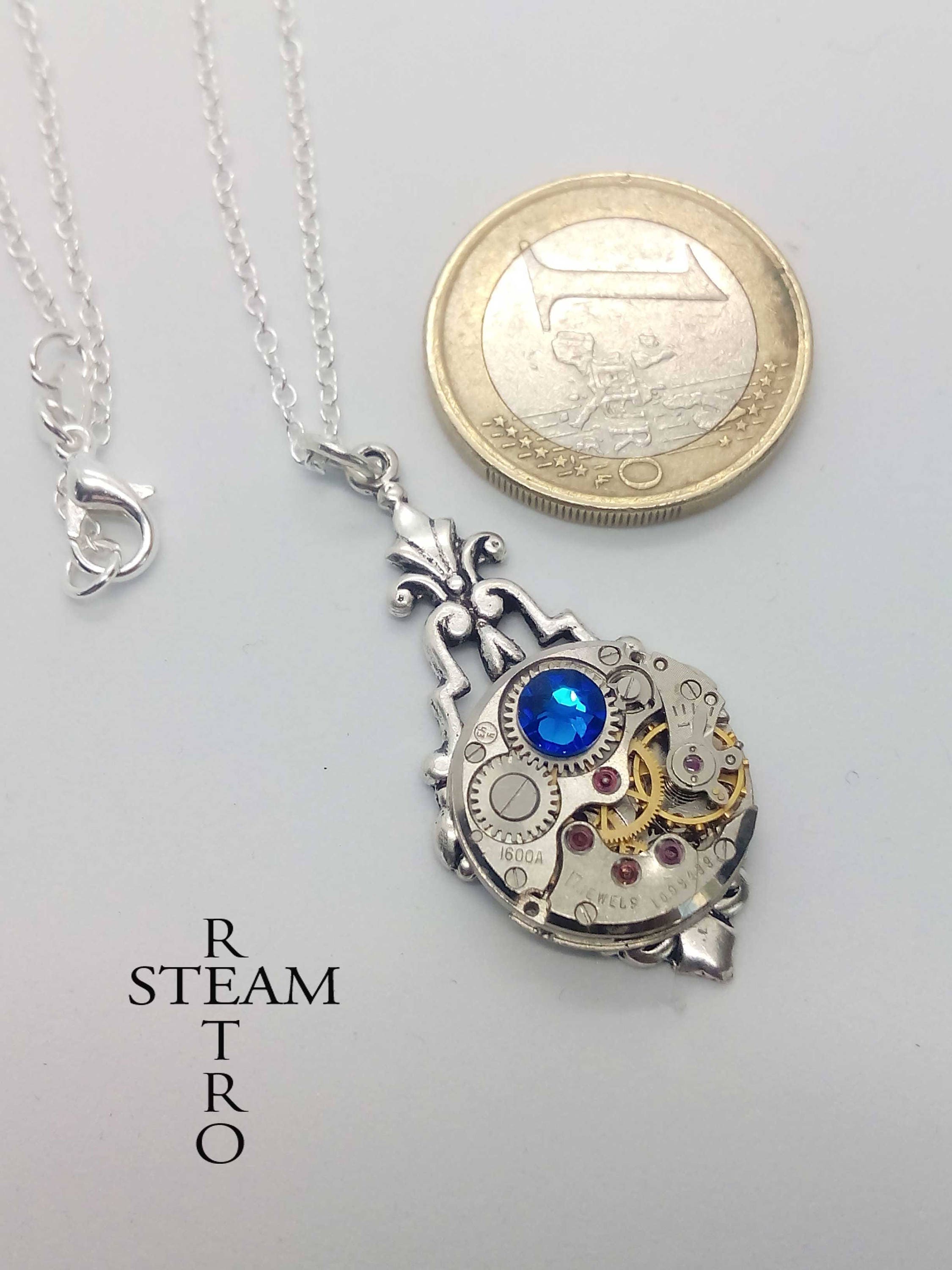 Art Deco Steampunk Capri Blue Necklace Steampunk Jewellery | Etsy