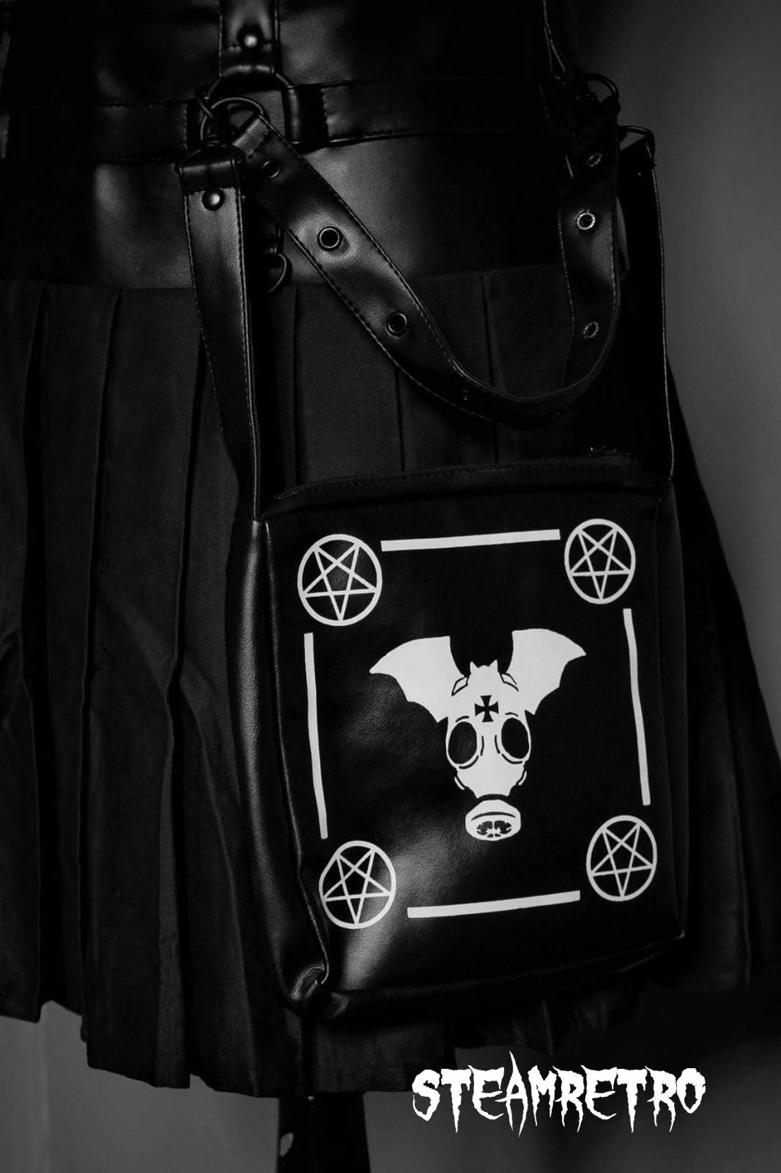 Gothic pentagram skirt gothic skirt with bag womens black | Etsy