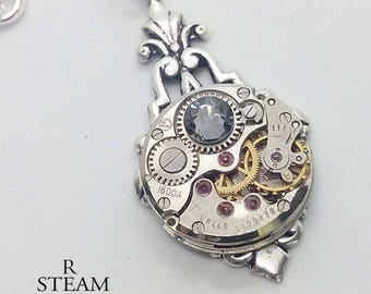 art deco steampunk gothic necklace - steampunk jewellery - steampunk necklace - personalized jewelry - Christmas gift - steampunk - grey