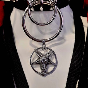 Goth Pentagram Choker - Hand made Spiked gothic pagan choker - baphomet Choker - Metal Choker - Goth Choker - Gothic Choker -Darkwave Choker