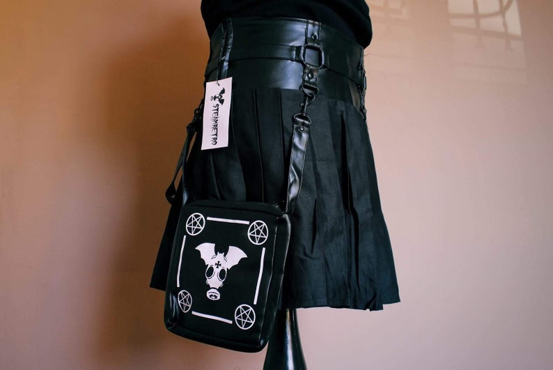 Gothic Pentagram Skirt Gothic Skirt With Bag Womens Black Etsy