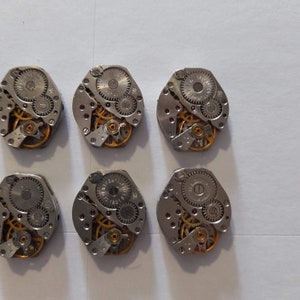 Lot med 10 urverk - 16 mm diamant mekaniskt urverk, Steampunk-tillbehör, Urverk för delar, Antika klockdelar bild 3