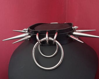 Spiked Choker - Handgjord spikad gotisk läderchoker - Satanisk Choker - Metallchoker - Goth Choker - Gotisk Choker - Darkwave Choker