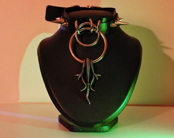 Orm orm Choker - Handgjord spikad gotisk läderchoker - Satans orm Choker - Goth Choker - Gotisk Choker - Orm - Satanisk Choker