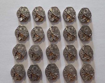 Lot of 20 watch movements - 16mm diamond mechanical watch movement, Steampunk Supplies, Watch Movements for Parts, Antique Watch Parts