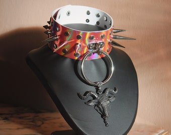 Goth Choker - Baphomet Choker - Cyberpunk Choker - spiked Choker - Satanic choker - Baphomet - Chokers - Pastel goth - Pastel Goth Choker