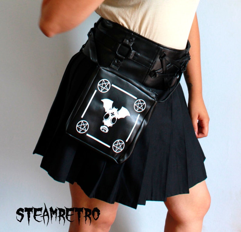 Gothic Pentagram Skirt Gothic Skirt With Bag Womens Black Etsy