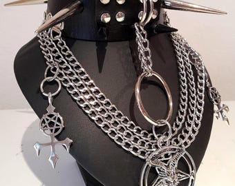 Satans choker - Gotisk pentangulär choker - Punk choker - Pentagram choker - Goth choker - Goth halsband - emo choker