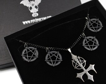 Satanic necklace - gothic necklace - gothic black jewellery  - gothic black necklace - gothic satanic sigil - Goth jewelry - Gothic jewelry