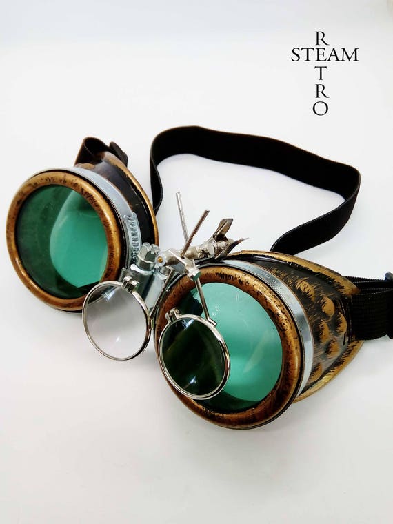 Burning man Steampunk Goggles Gafas gafas de soldador accesorios steampunk  gafas madmax con lupa verde gafas steampunk -  España