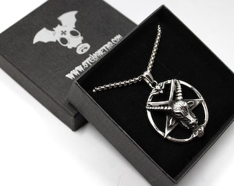 Baphomet - Collar Baphomet - Colgante Baphomet - Collar Satánico - Colgante Satánico - Joyas Satánicas - Collar Pentagrama - Gótico - Metal