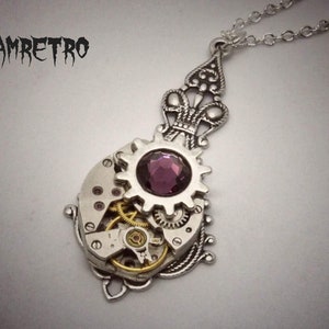 Steampunk Victorian crystal Necklace - Steampunk Jewelry by Steamretro - amethyst - steampunk - steampunk necklace - gothic necklace
