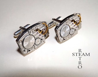 Steampunk Cufflinks Vintage russian Elegant Mens steampunk jewelry Watch Cuff Links Wedding Anniversary - Steampunk