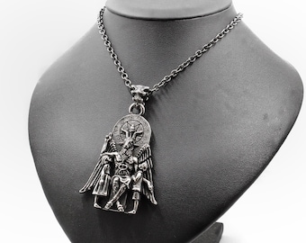 Enormt Baphomet Halsband - Gotiskt Halsband - Gotiskt Hänge - Svart Metall Halsband - Svart Metall Hänge