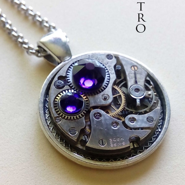 Purple velvet Vintage Collier Steampunk - Bijoux Steampunk par Steamretro -personalized bijoux - steampunk - cadeau de Noël