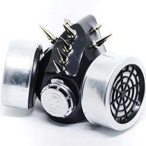 Cyberpunk Schwarz und Chrom Gasmask Cosplay Fallout Ödland Functional Gasmaske , Steampunk Zombie Post-Apocalyptic Kostüm Mad Max Maske