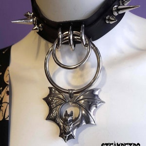 Leather Choker - Hand made Spiked gothic leather choker - Bat Choker - Metal Choker - Goth Choker - Gothic Choker - Darkwave Choker - Bats