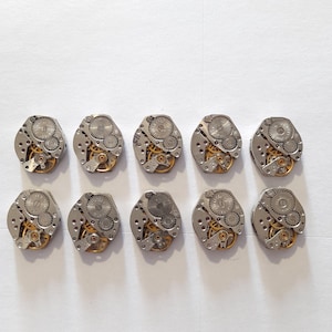 Lot of 10 watch movements - 16mm diamond mechanical watch movement, Steampunk Supplies, Watch Movements for Parts, Antique Watch Parts