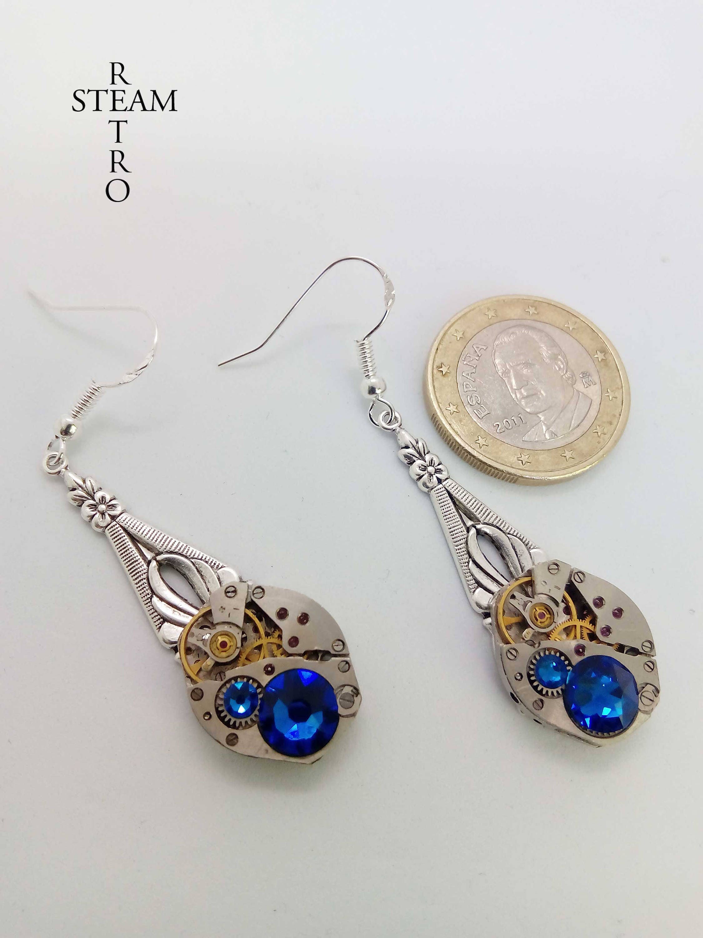 Steampunk Capri Blue Earrings - Steampunk Jewelry by