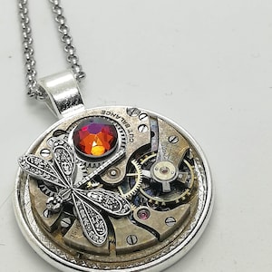 Steampunk Libelle Halskette - Steampunk Anhänger - Vulkan Steampunk Halskette - Glühwürmchen Halskette - Steampunk Geschenk