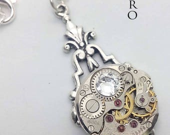 art deco steampunk crystal necklace - steampunk jewellery - steampunk necklace - personalized jewelry - Christmas gift - steampunk - goth