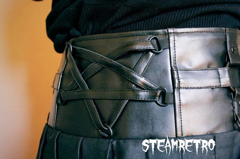 Gothic Pentagram Skirt Gothic Skirt With Bag Womens Black Etsy