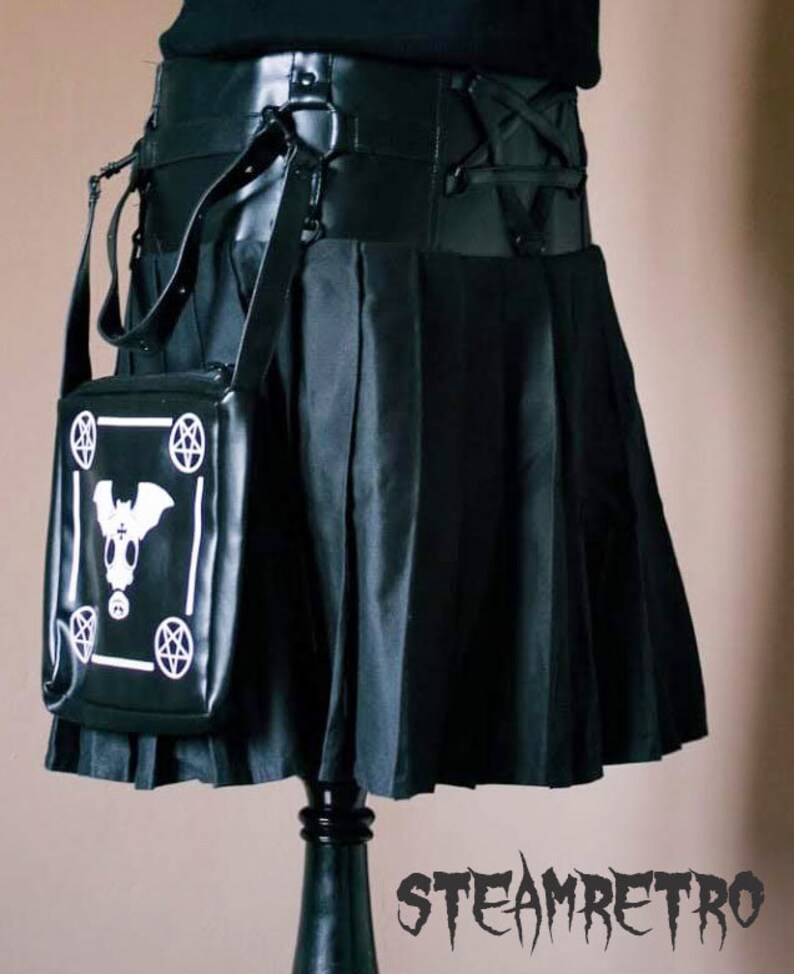 Gothic Pentagram Skirt Gothic Skirt With Bag Womens Black Etsy