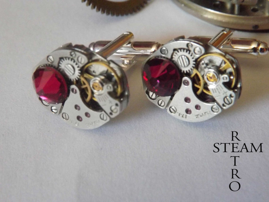 Mens Gift Boxed Ruby Cufflinks Steampunk Cufflinks Etsy