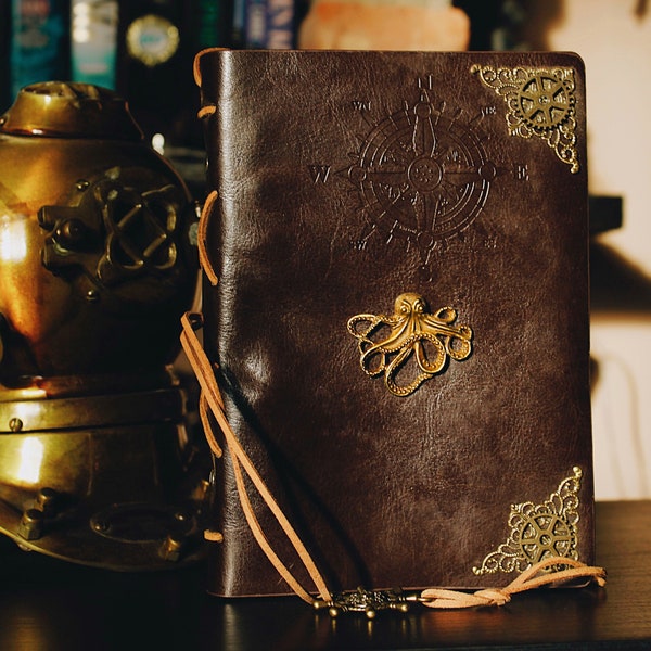 Journal en cuir Steampunk - livre vintage style d'or de mariage - accessoires Steampunk