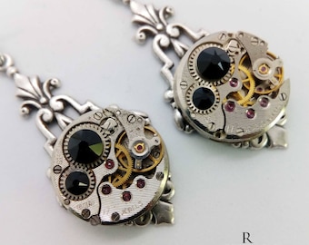 Art Deco Steampunk Earrings in black - Steampunk earrings - Art Deco - Jewelry - steampunk Jewellery - steampunk - gothic earrings - gothic