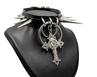 Satanisk Pentagram Choker - Goth Choker - Gotisk Choker - Darkwave Choker - Punk Choker - Goth - Goth Mode - Kors Choker