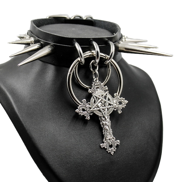 Satanischer Pentagramm Choker - Goth Choker - Gothic Choker - Darkwave Choker - Punk Choker - Goth - Goth Fashion - Cross Choker