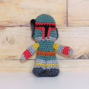 Boba Fett Rymdsidekicks Amigurumi Virkad Docka. Star Wars Mandalorian