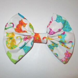 SALE! Colouful Cats Fabric Hair Bow