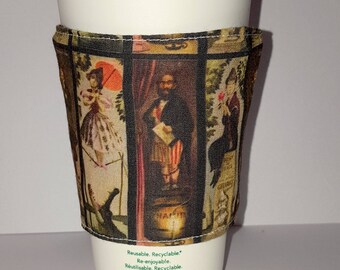 Haunted Mansion Portrait Room Fabric Reusable Coffee Cozy Sleeve