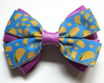 Taco Night Grosgrain Hair Bow, Taco Tuesday, Taco Bell