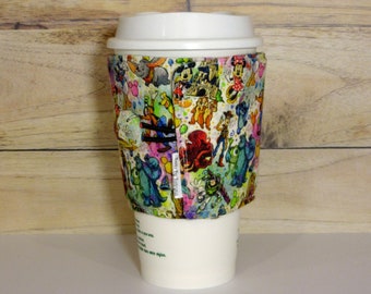 Todos los personajes Disney tela reutilizable café acogedor manga
