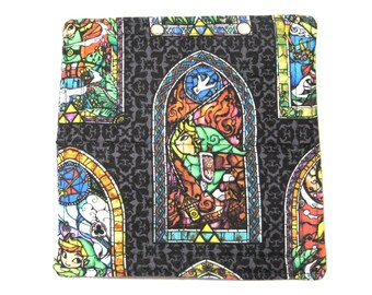Link Zelda Call of the Wild Stained Glass Fabric Coffee Coaster