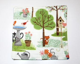 Tuin katten Scene Stof Coffee Coaster