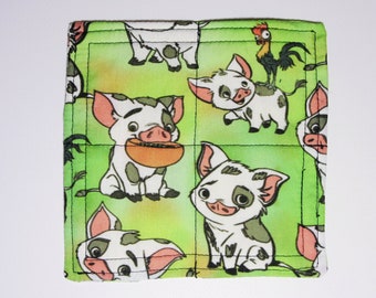 Pua the Pig from Moana Fabric Coffee Coaster.