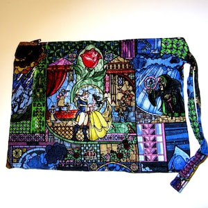 Beauty and the Beast Stained Glass Wristlet Zip Pouch