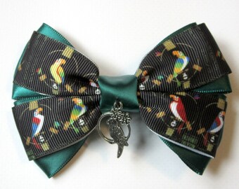 Enchanted Tiki Room Black Adventureland Grosgrain Cosplay Hair Bow Disneybound