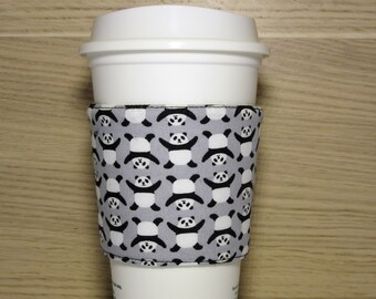 SALE! (old style) Panda Fabric Reusable Coffee Cozy Sleeve